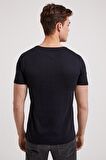Londonlogo Erkek Bisiklet Yaka T-Shirt Siyah