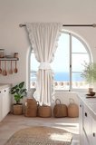 Fırfırlı Keten perde Tek Kanat Romantik Volanlı Bağlamalı
