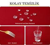 Zeren Home Sıvı Geçirmez Dertsiz Oval Masa Örtüsü Kırmızı