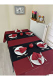 Solid Kırmızı Simli Masa Örtüsü