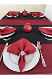 Solid Kırmızı Simli Masa Örtüsü