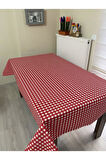 Sıvı Geçirmez Dertsiz Masa Örtüsü Kırmızı Küp Kareli