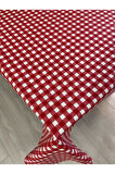 Sıvı Geçirmez Dertsiz Masa Örtüsü Kırmızı Küp Kareli
