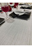 Keten Görünümlü Dertsiz Simli Masa Örtüsü Gri