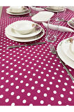Sıvı Geçirmez Puantiyeli Dertsiz Masa Örtüsü Fuşya