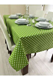 Sıvı Geçirmez Puantiyeli Dertsiz Masa Örtüsü Yeşil