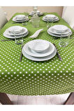 Sıvı Geçirmez Puantiyeli Dertsiz Masa Örtüsü Yeşil