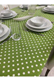 Sıvı Geçirmez Puantiyeli Dertsiz Masa Örtüsü Yeşil