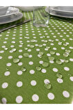 Sıvı Geçirmez Puantiyeli Dertsiz Masa Örtüsü Yeşil