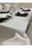Keten Görünümlü Simsiz Begonvil Masa Örtüsü Beyaz