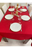 Keten Görünümlü Dertsiz Masa Örtüsü Kırmızı 25 Parça