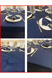 Simli Dertsiz Salon Masa Örtüsü Lacivert 19 Parça