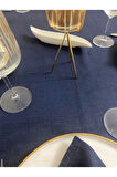 Simli Dertsiz Salon Masa Örtüsü Lacivert 19 Parça