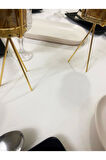Keten Görünümlü Dertsiz Salon Masa Örtüsü Beyaz 13 Parça