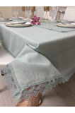 Dantel Detaylı Dertsiz Simli Maldiv Masa Örtüsü 13 Parça