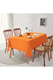 Sıvı Geçirmez Dertsiz Keten Masa Örtüsü Koyu Turuncu