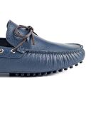 Side Lacivert Hakiki Deri Erkek Loafer Ayakkabı