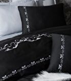 Cotton Box Brode Nakışlı Çift Kişilik Saten Nevresim Takımı Gloria Gri