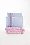 Cotton Box Brode Ranforce Çift Kişilik Nevresim Takımı Tatum Mavi