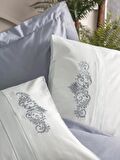 Cotton Box Brode Nakışlı Çift Kişilik Saten Nevresim Takımı Bianna Gri
