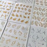 Adanil 30'lu Sticker Set Altın ve Gümüş Renk Nokta Çizgi Desen Nail Art Sticker Set