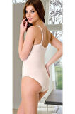 Kadın Bej Dikişsiz Slip Tam Boy Çıtçıtlı Korse