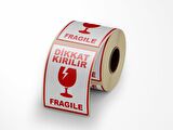 Dikkat Kırılır - Fragile Yapışkanlı Etiket 10 cm x 15 cm - 100 Adet