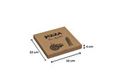 33x33x4 - 50 Adet - Baskılı Esmer Pizza Kutusu (Orijinal Kraft)