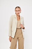 Düğme Detay Kartaneli Kısa Ceket 
