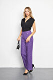 Cep Detay Yünefekt Pantolon Lila