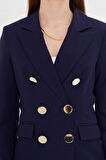 Büyük Gold Düğmeli Kruvaze Takım Lacivert