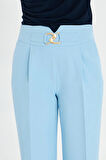 Gold Aksesuarlı Bol Paça Pantolon Bebe Mavi