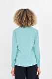  Asimetrik Pile Detay Gömlek Mint Yeşili