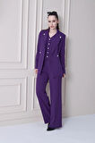 Yakası Düğme Detaylı 3lü Takım Mor