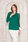 Büzgü Kol Fularlı Gömlek Yeşil