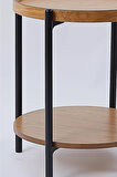 İkili Sehpa Seti – Orta Sehpa 80x42 cm & Yan Sehpa 48x59 cm, MDF Tabla, Siyah Metal Gövde