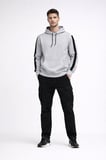 Erkek Şeritli Kapüşonlu Oversize Sweatshirt 3 iplik Pamuklu hoodie - Beyaz