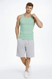 Erkek Fitilli Atlet Sıfır Yaka Slim Fit Arka Baskılı Spor Atlet - Mint Yeşili
