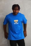 Erkek Baskılı T-Shirt Kısa Kol Bisiklet Yaka Rahat Kalıp Tişört - Mavi