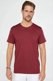 Erkek Düz Bisiklet Yaka Tişört Kısa Kol Yazlık T-Shirt -  Bordo