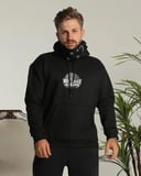 Erkek Kapüşonlu Kanguru Cepli Sweatshirt 3 İplik Pamuklu Baskılı Hoodie - Siyah