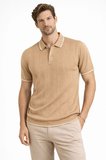 Erkek Polo Yaka Düğmeli Triko Tişört Yazlık Dokuma Regular Fit T-Shirt - Kahverengi