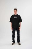 Erkek Kısa Kol Yazlık Tişört Bisiklet Yaka Baskılı Oversize T-Shirt -  Siyah