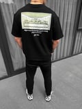 Erkek Baskılı T-Shirt Kısa Kol Bisiklet Yaka Regular Fit Rahat Kalıp Günlük Tişört - Siyah