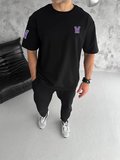 Erkek Kısa Kol Tişört Bisiklet Yaka W Wildone Baskılı T-Shirt - Siyah