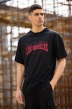Erkek Kısa Kol Tişört Bisiklet Yaka LOS ANGELES  Baskılı T-Shirt - Siyah