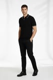 Erkek Triko Tişört Fermuarlı Polo Yaka Yazlık Kısa Kol T-Shirt 2’li Set Haki-Siyah