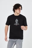 Erkek Baskılı T-Shirt Kısa Kol Bisiklet Yaka Regular Fit Rahat Kalıp Günlük Tişört - Siyah