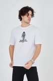 Erkek Baskılı T-Shirt Kısa Kol Bisiklet Yaka Regular Fit Rahat Kalıp Günlük Tişört - Beyaz