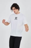 Erkek Baskılı T-Shirt Kısa Kol Bisiklet Yaka Regular Fit Rahat Kalıp Günlük Tişört - Beyaz